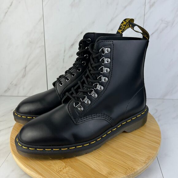 Dr. Doc Martens 1460 Pascal Verso Mens Size 9 Black Smooth Leather Combat Boots - Picture 3 of 8